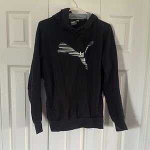Puma Black Hoodie with Striped Logo